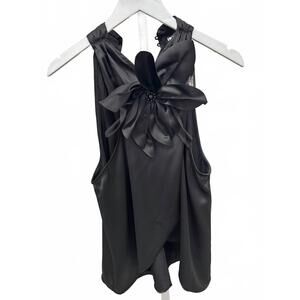 NEW INA women's satin 3d flower halter top in black